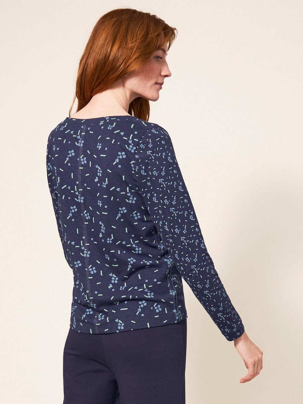 Nelly Long Sleeve T-Shirt in NAVY PR - MODEL BACK